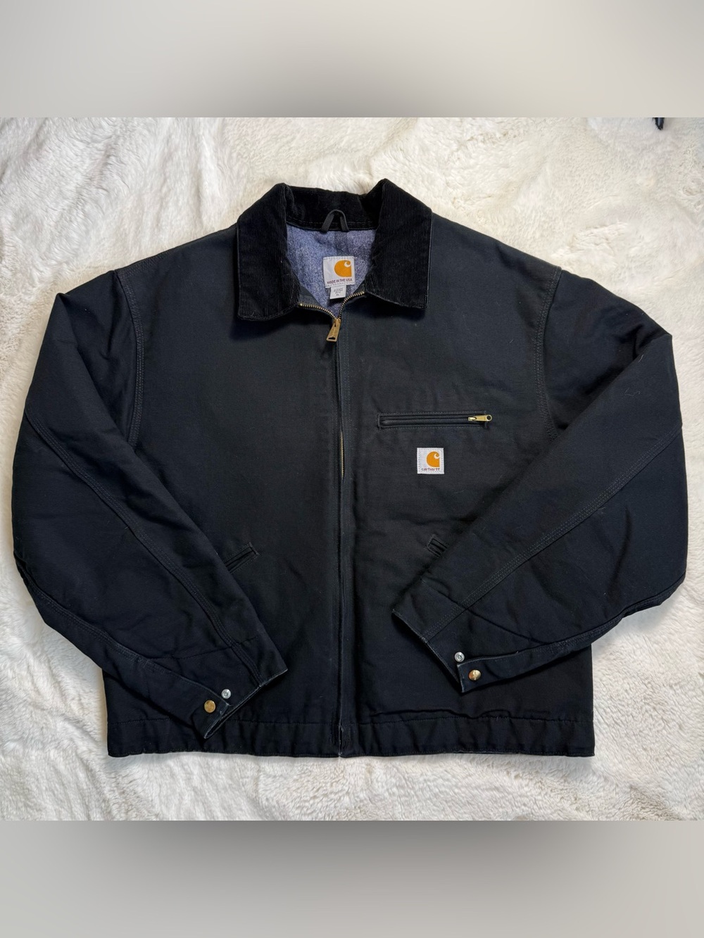 Vintage Carhartt J001 BLK Detroit Jacket Blanket Lined USA – Size XL Regular EUC